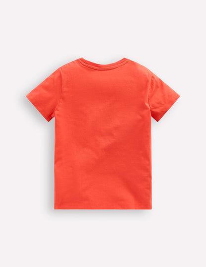 Zipper Applique T-Shirt-Kiln Orange Crocodile