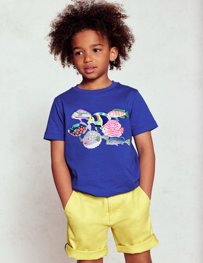 Short Sleeve Riso T-Shirt-Blue Heron Fish-1