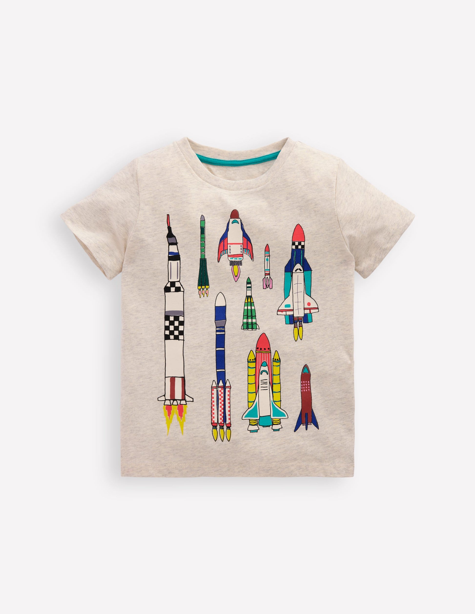 Short Sleeve Graphic T-shirt-oatmeal marl Rockets-1