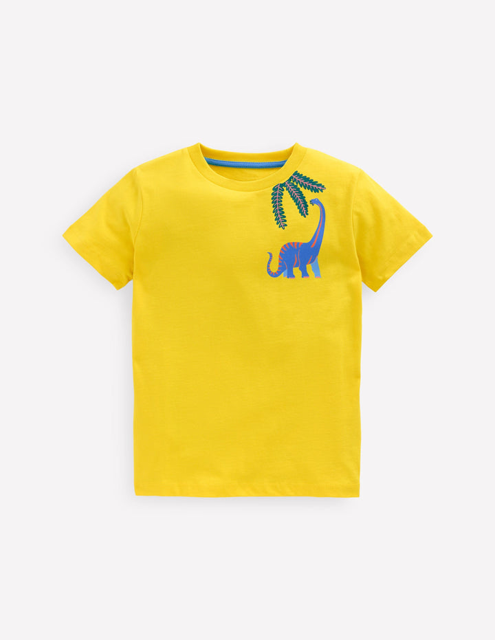 Front & Back Printed T-shirt-Pineapple Yellow Dino