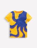 Fun Graphic T-shirt-Pineapple Yellow Octopus