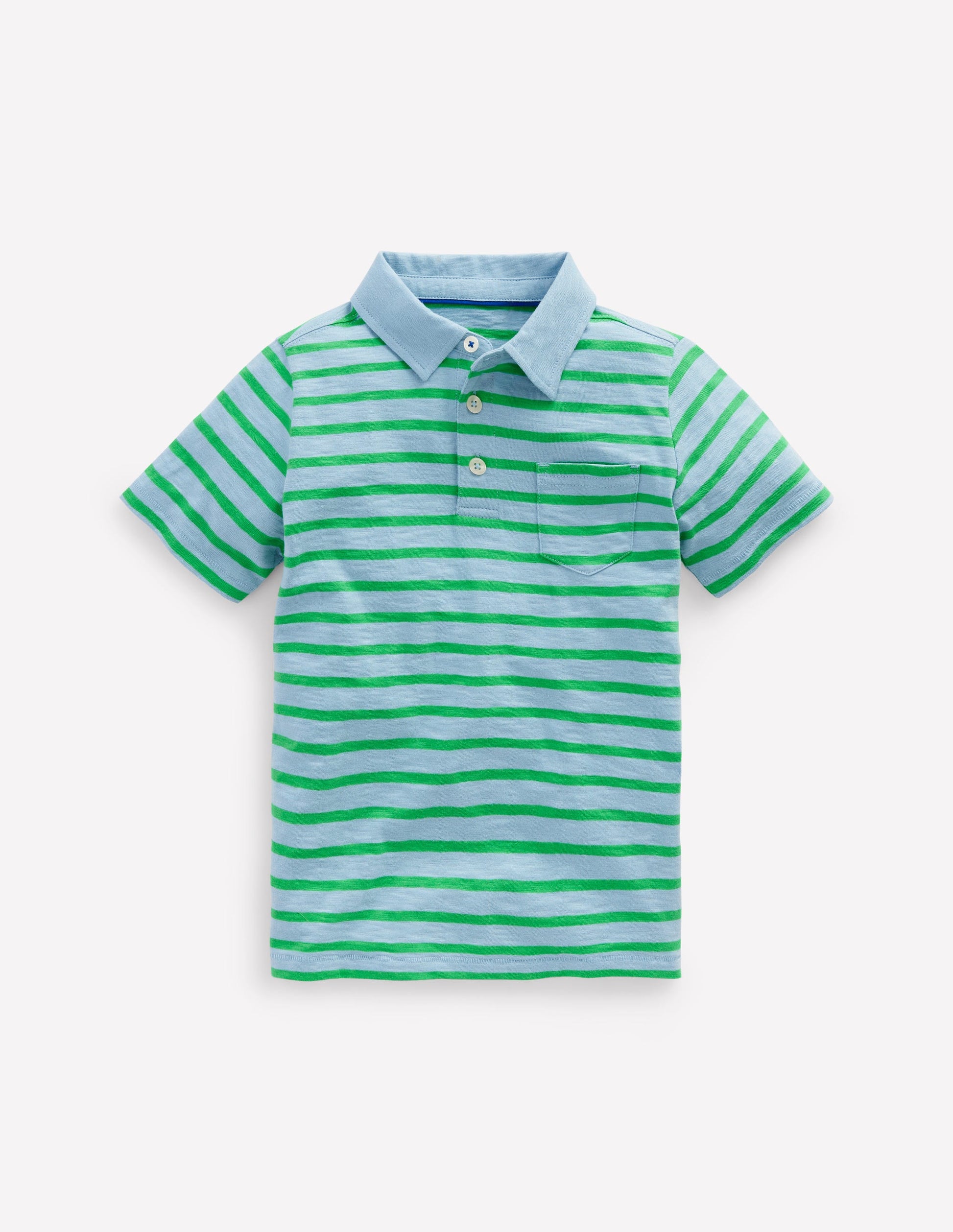 Slub Polo Shirt-Sky Blue/ Sapling Green-1