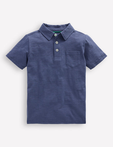 Slub Polo Shirt-Robot Blue