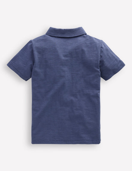 Slub Polo Shirt-Robot Blue