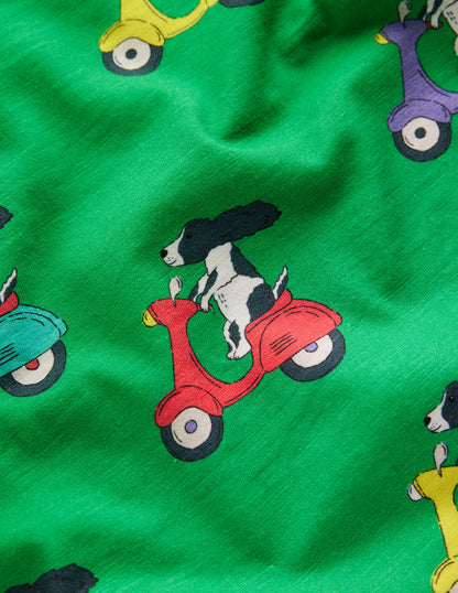 All-Over Printed T-Shirt-Sapling Green Puppy Scooter