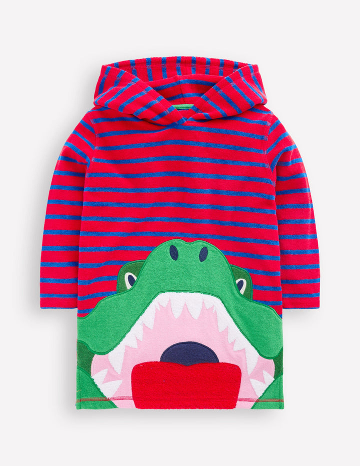 Appliqué Towelling Throw-on-Gallery Blue/ Poppy Red Croc