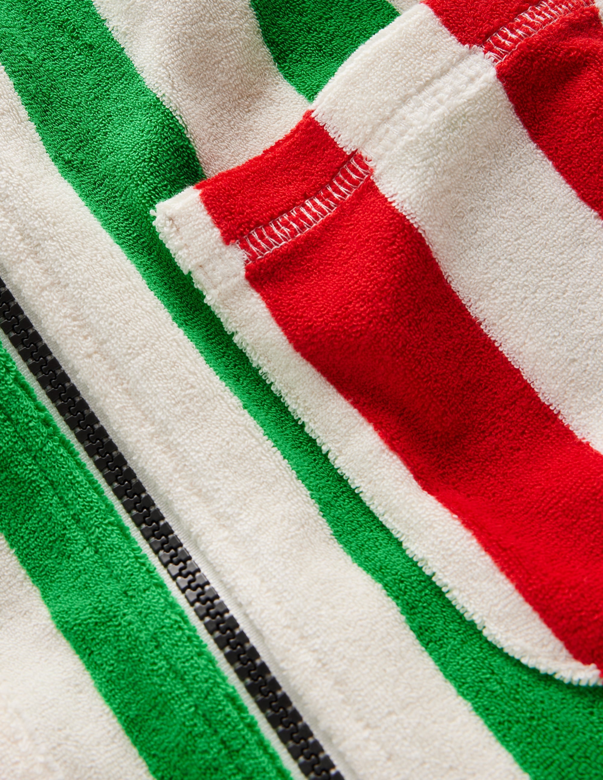 Towelling Zip-Up Throw-On-Highland Green Colourblock - Image 3