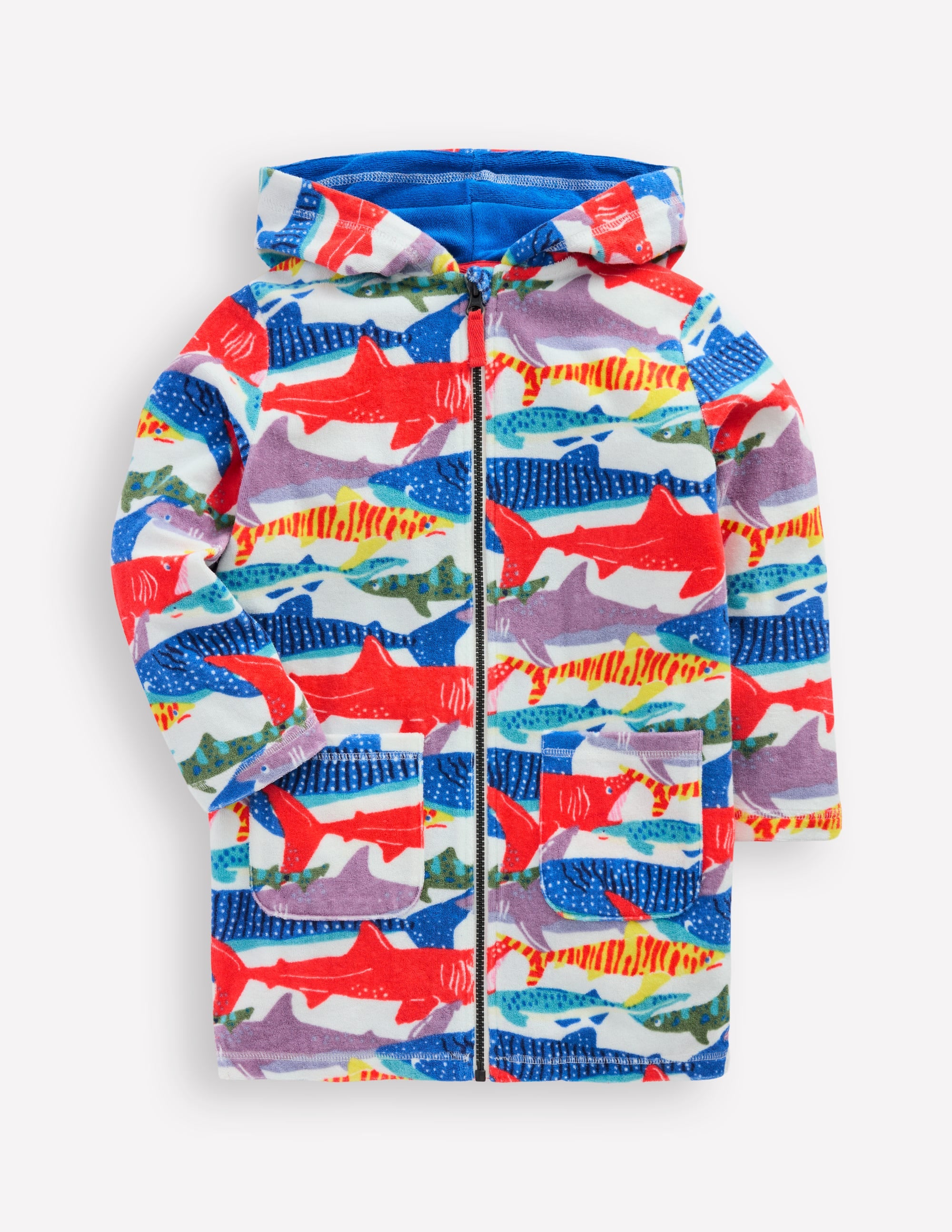 Towelling Zip-Up Throw-On-Ivory Riso Shark - Image 1