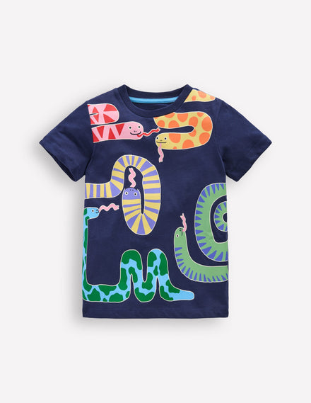 Short Sleeve GITD T-shirt-College Navy Snakes