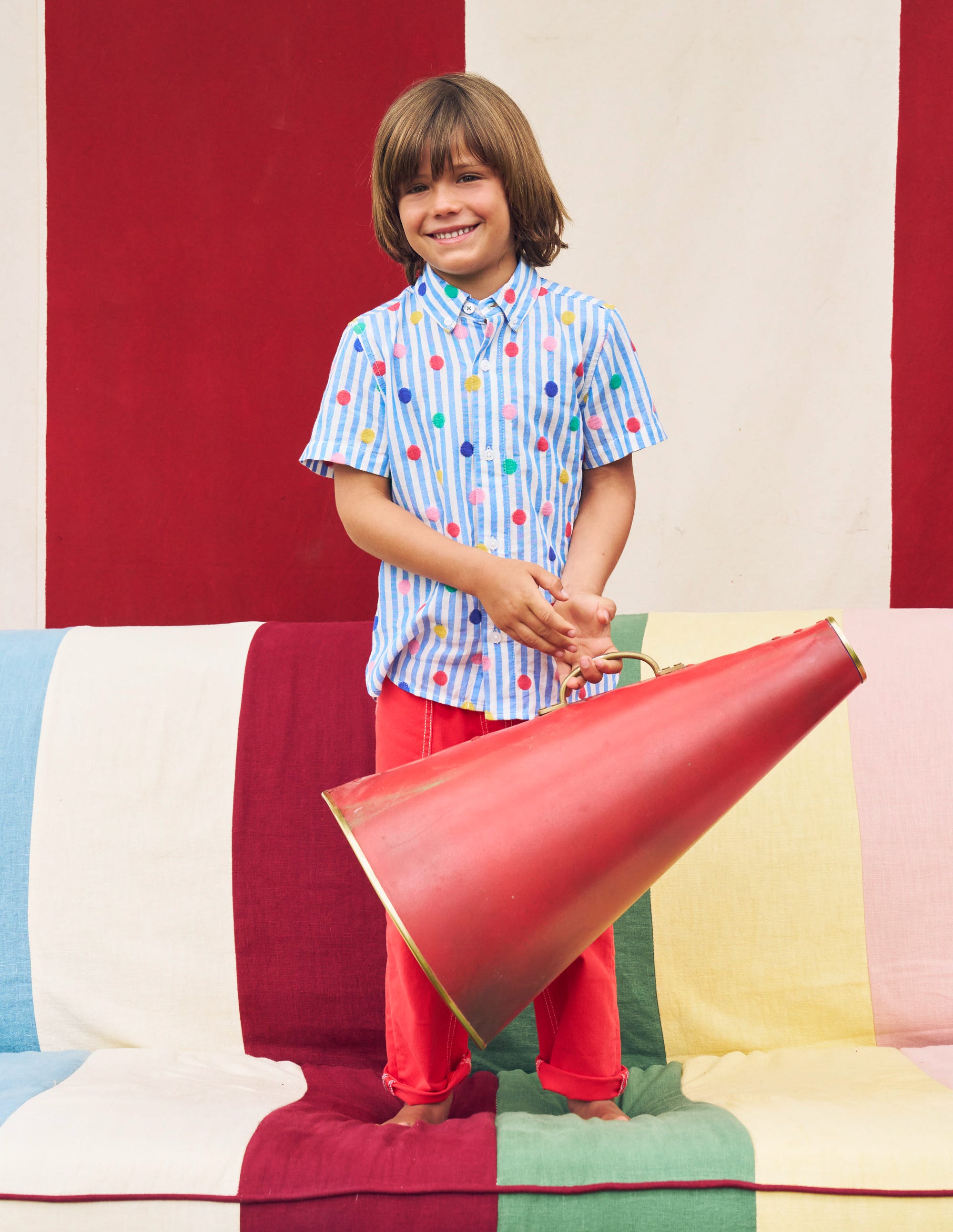 Fun Cotton Shirt-Peacock Plume Blue Spot - Image 4