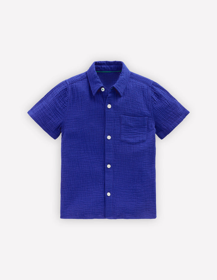 Double Cloth Shirt-Bright Blue