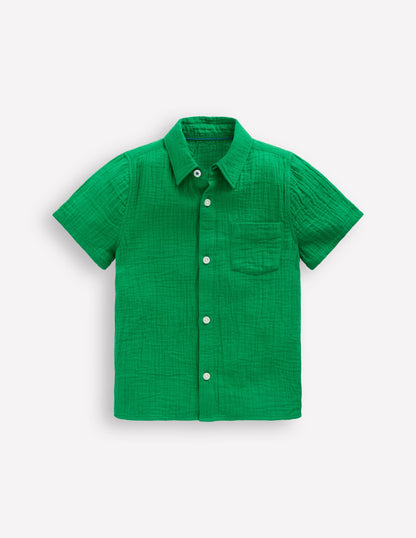 Double Cloth Shirt-Rich Emerald-1