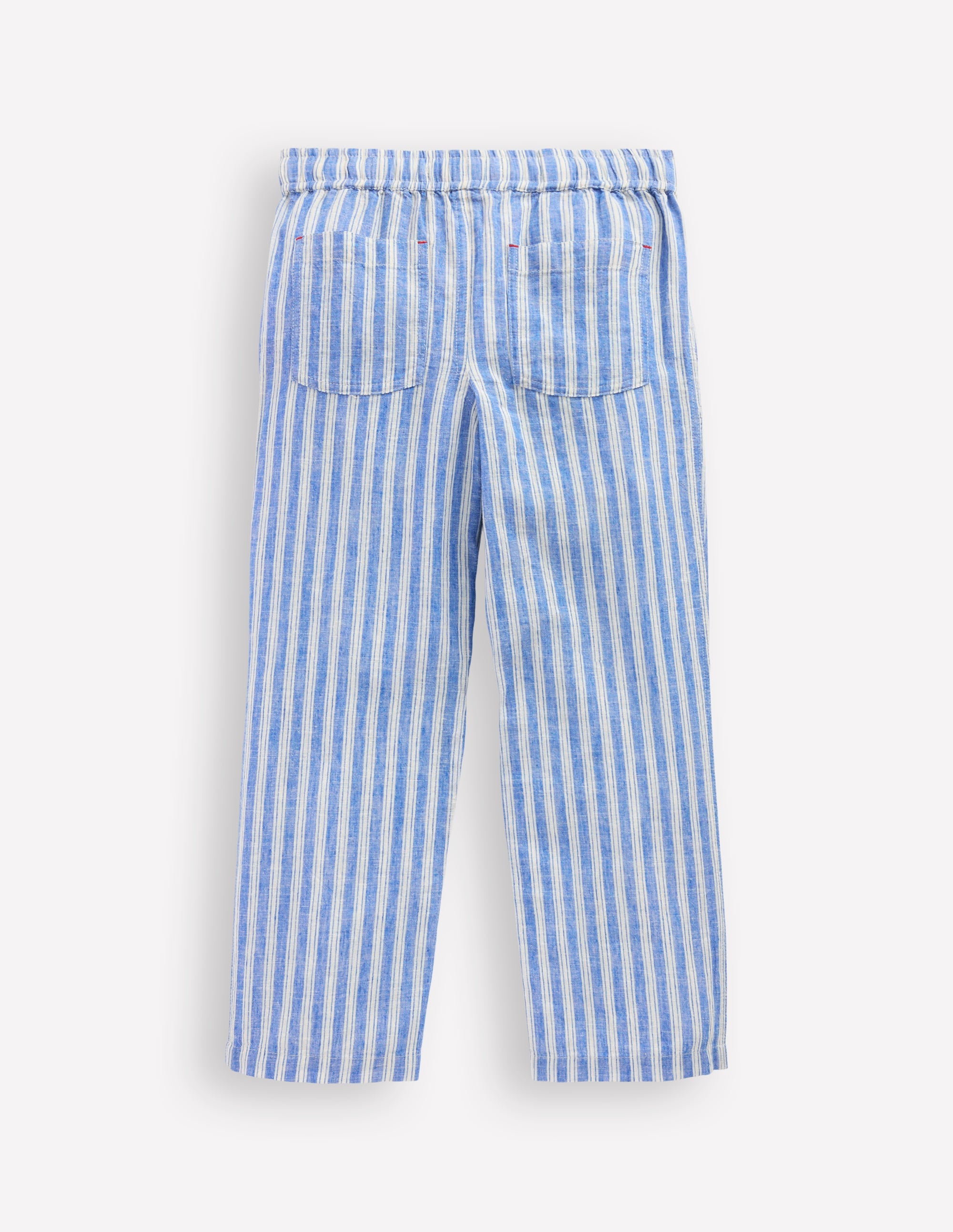 Cotton Linen Pull-on Trouser-Blue Ticking - Image 2