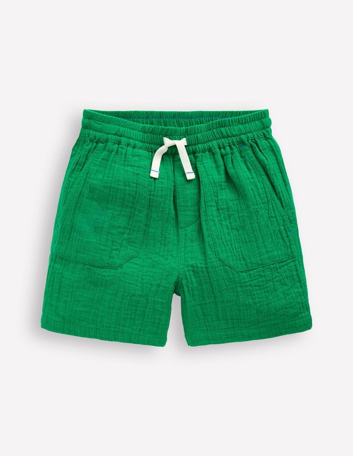 Double Cloth Shorts-Rich Emerald