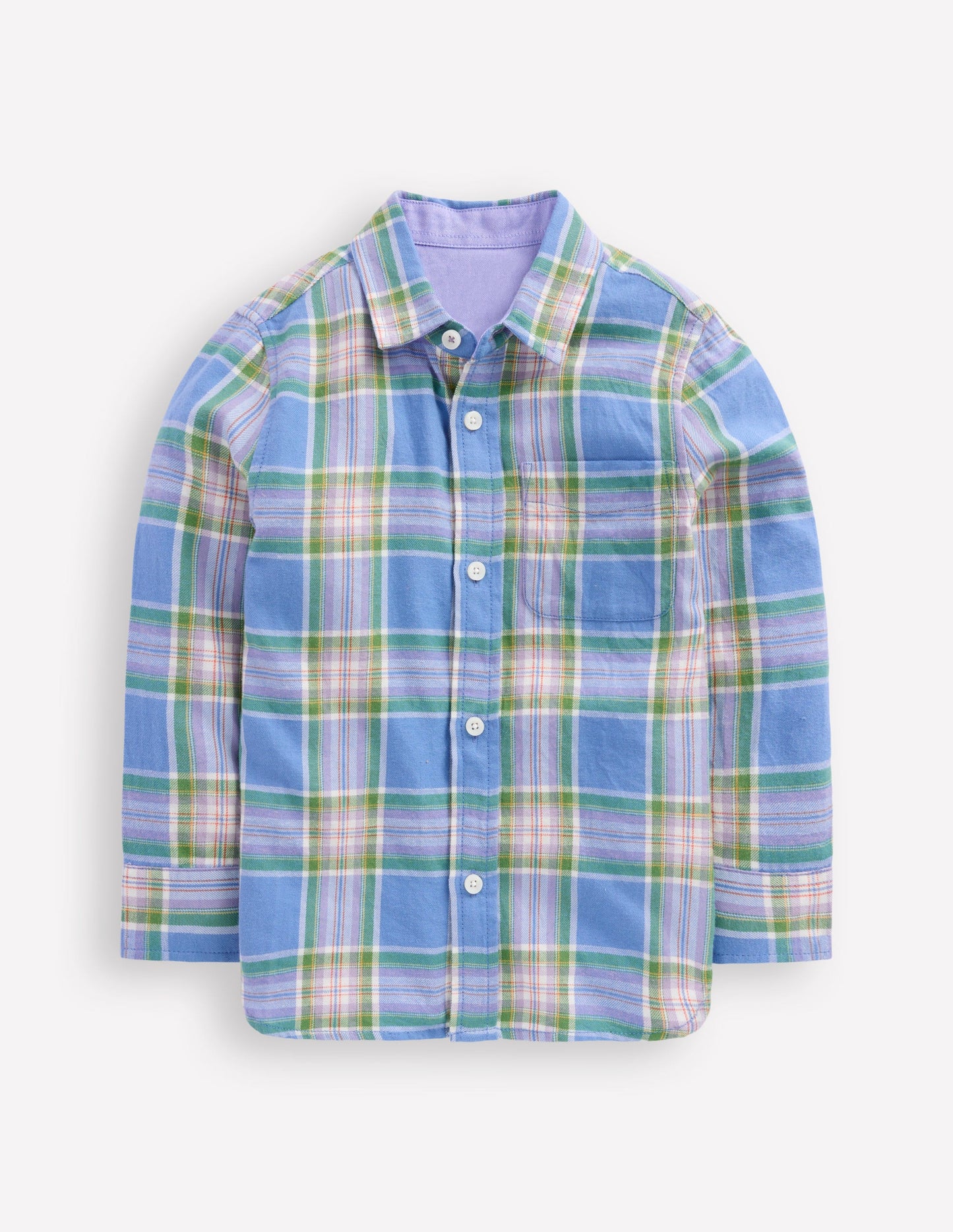 Cosy Cotton Check Shirt-Blue and Purple Check