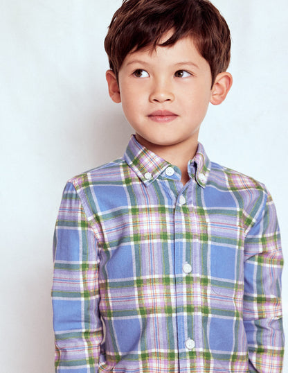 Cosy Cotton Check Shirt-Blue and Purple Check-3