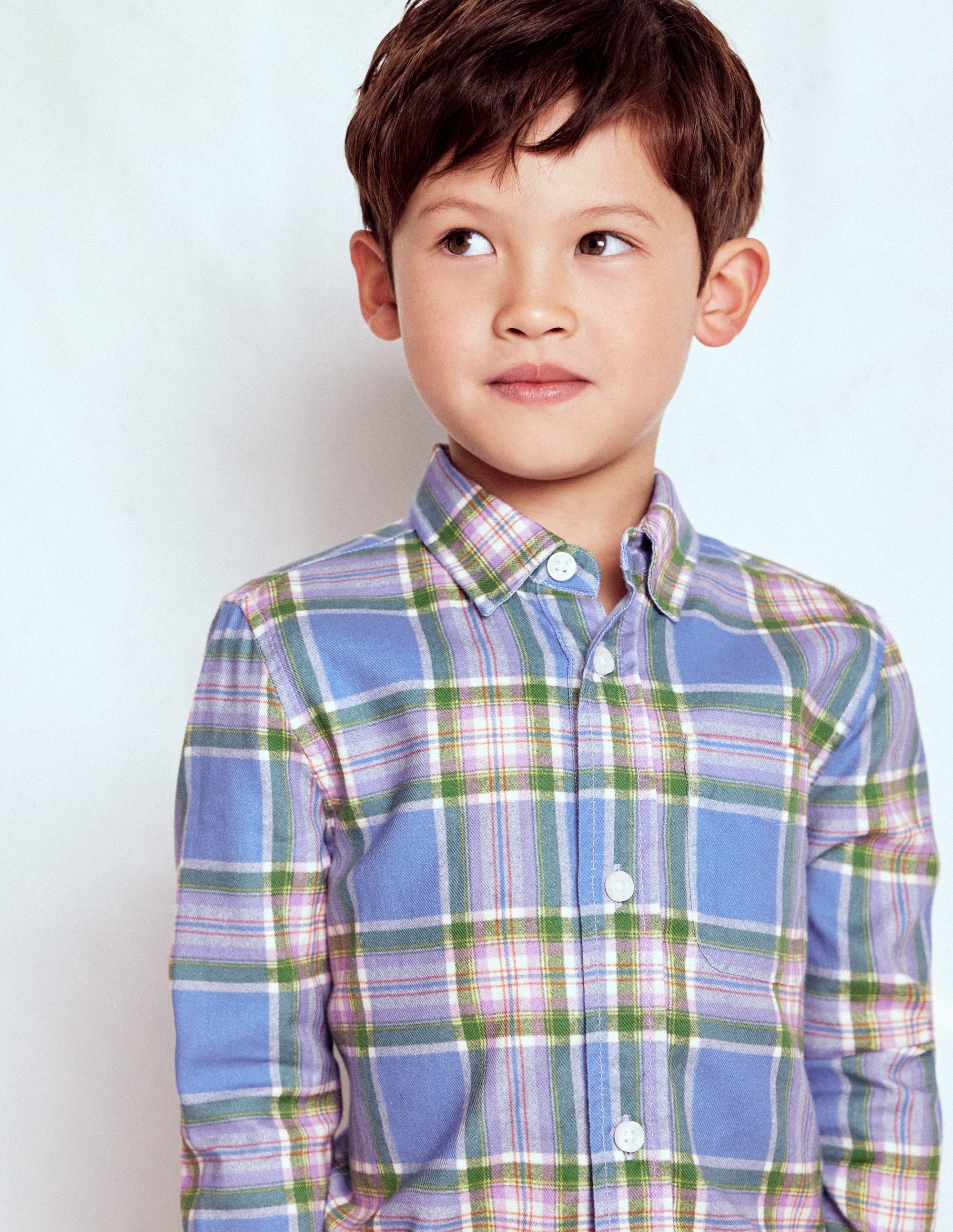 Cosy Cotton Check Shirt-Blue and Purple Check - Image 3