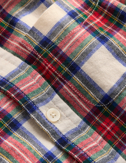 Cosy Cotton Check Shirt-Ivory and Red Check-4