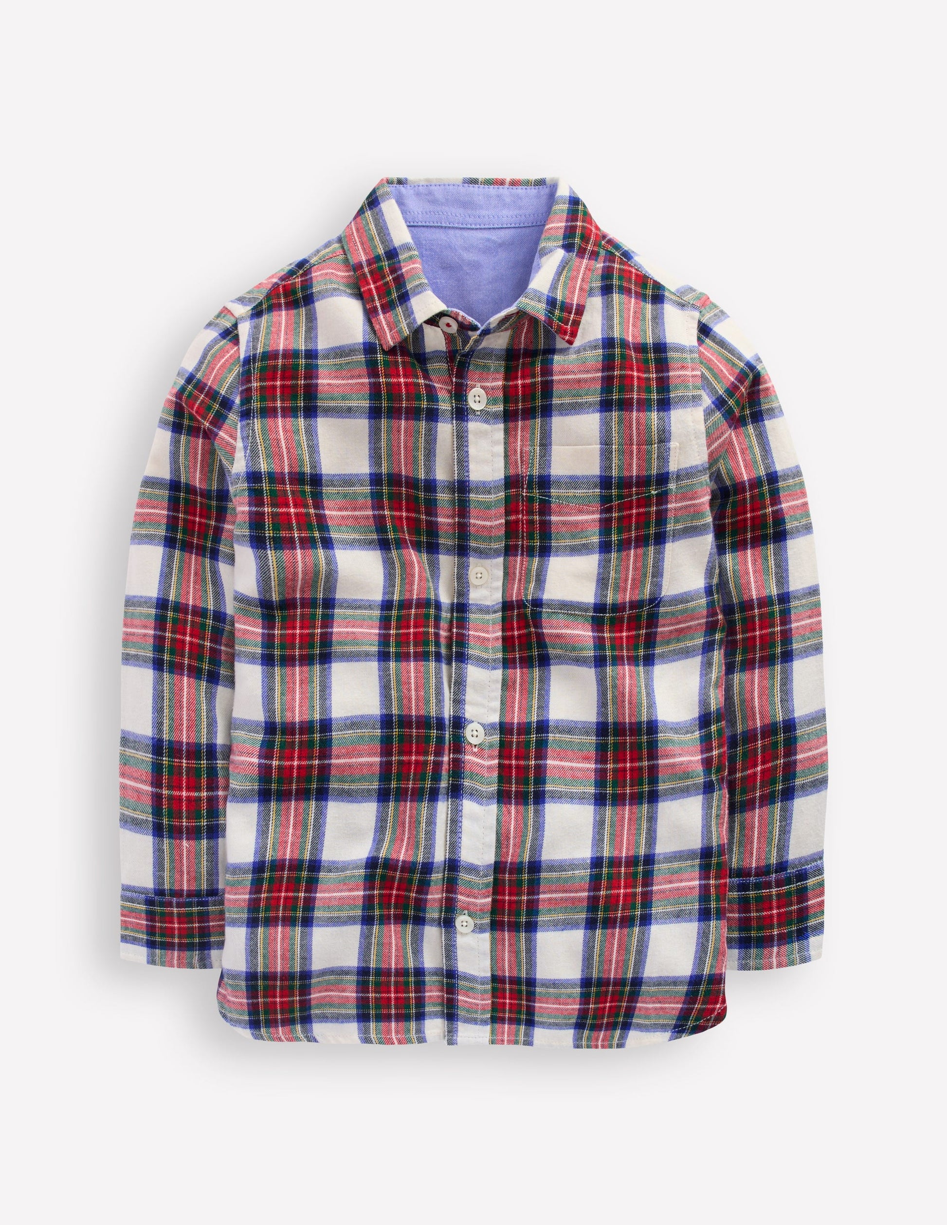 Cosy Cotton Check Shirt-Ivory and Red Check-2