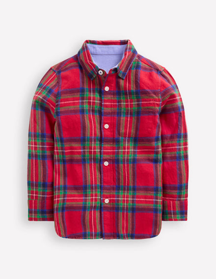 Cosy Cotton Check Shirt-Red Check