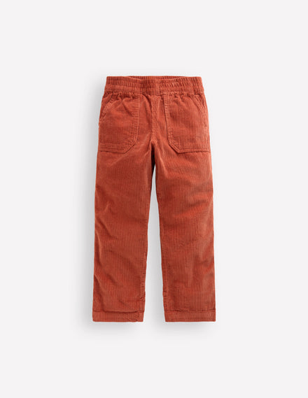 Pull-on Cord Trousers-Roasted Chestnut Brown