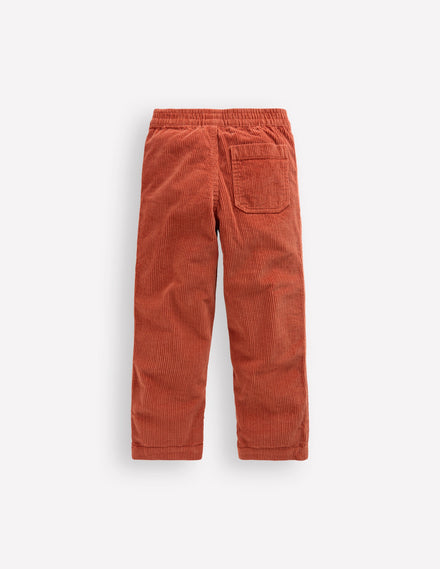 Pull-on Cord Trousers-Roasted Chestnut Brown
