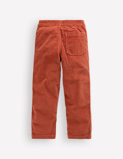 Pull-on Cord Trousers-Roasted Chestnut Brown-3