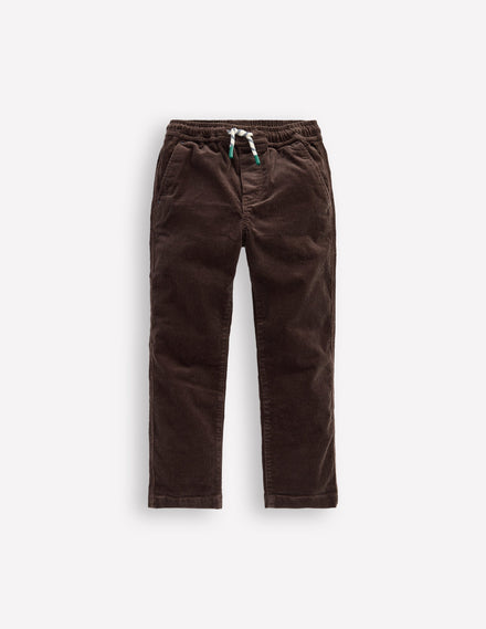 Slim Pull-On Trousers-Espresso Cord