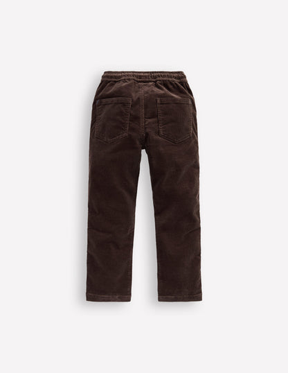 Slim Pull-On Trousers-Espresso Cord-2
