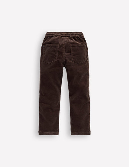 Slim Pull-On Trousers-Espresso Cord