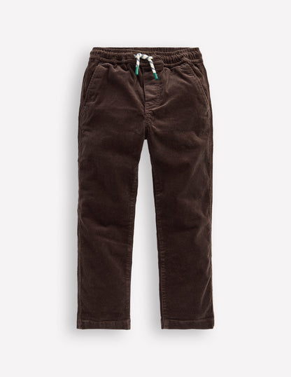 Slim Pull-On Trousers-Espresso Cord-2