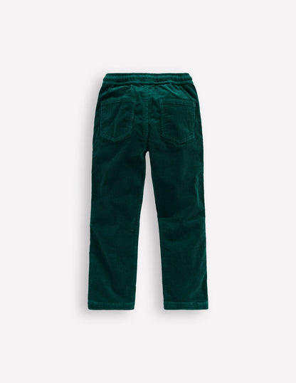 Slim Pull-On Trousers-Emerald Night Cord-2