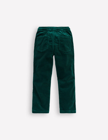 Slim Pull-On Trousers-Emerald Night Cord