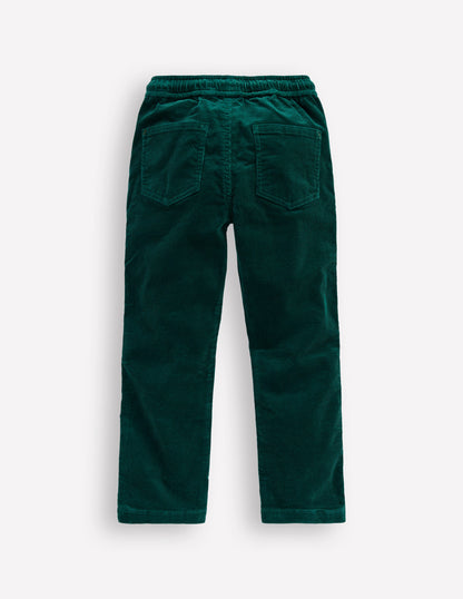 Slim Pull-On Trousers-Emerald Night Cord-2