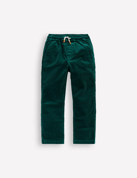 Slim Pull-On Trousers-Emerald Night Cord