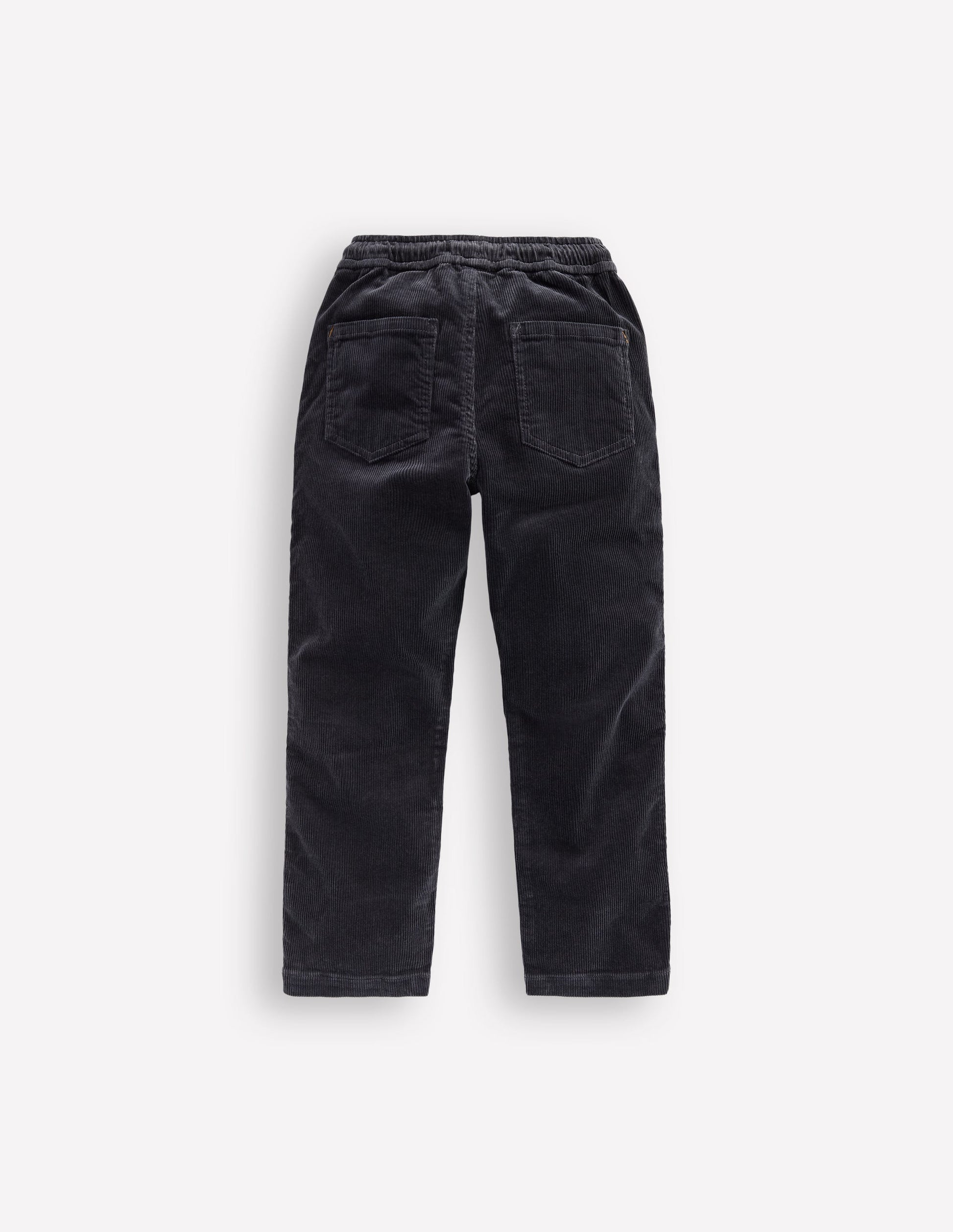 Slim Pull-On Trousers-Charcoal Cord-2