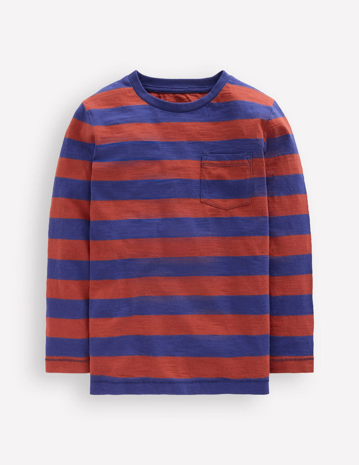 Everyday Long Sleeve T-Shirt-Starboard Blue/ Chestnut Brown