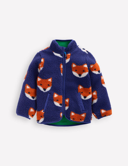 Cosy Borg Jacket-Sapphire Blue Foxes