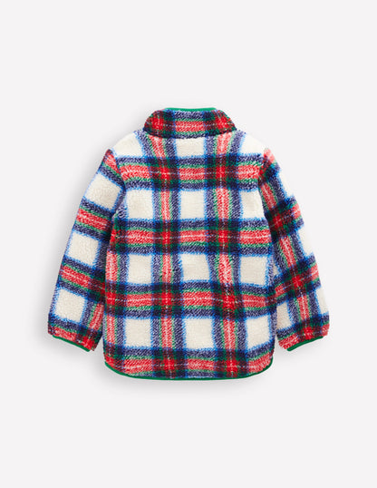 Cosy Borg Jacket-Ivory, Blue and Red Check-3