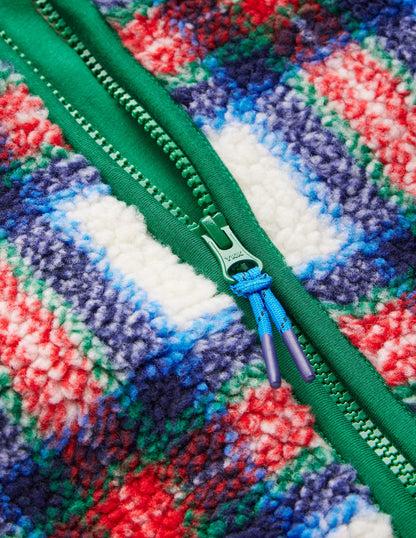 Cosy Borg Jacket-Ivory, Blue and Red Check-4