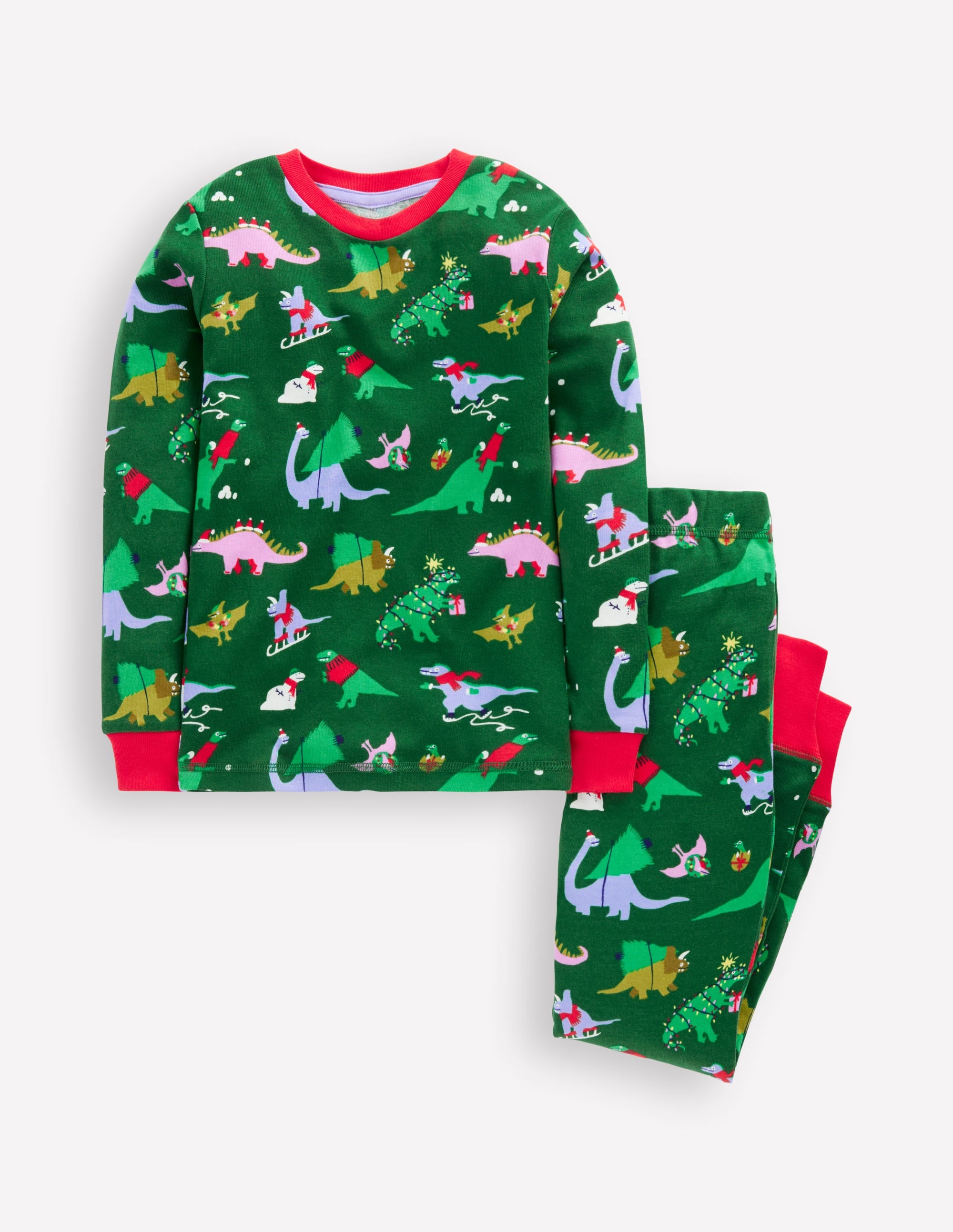 Snug Long John Pyjamas-Eden Christmas Dinos - Image 1