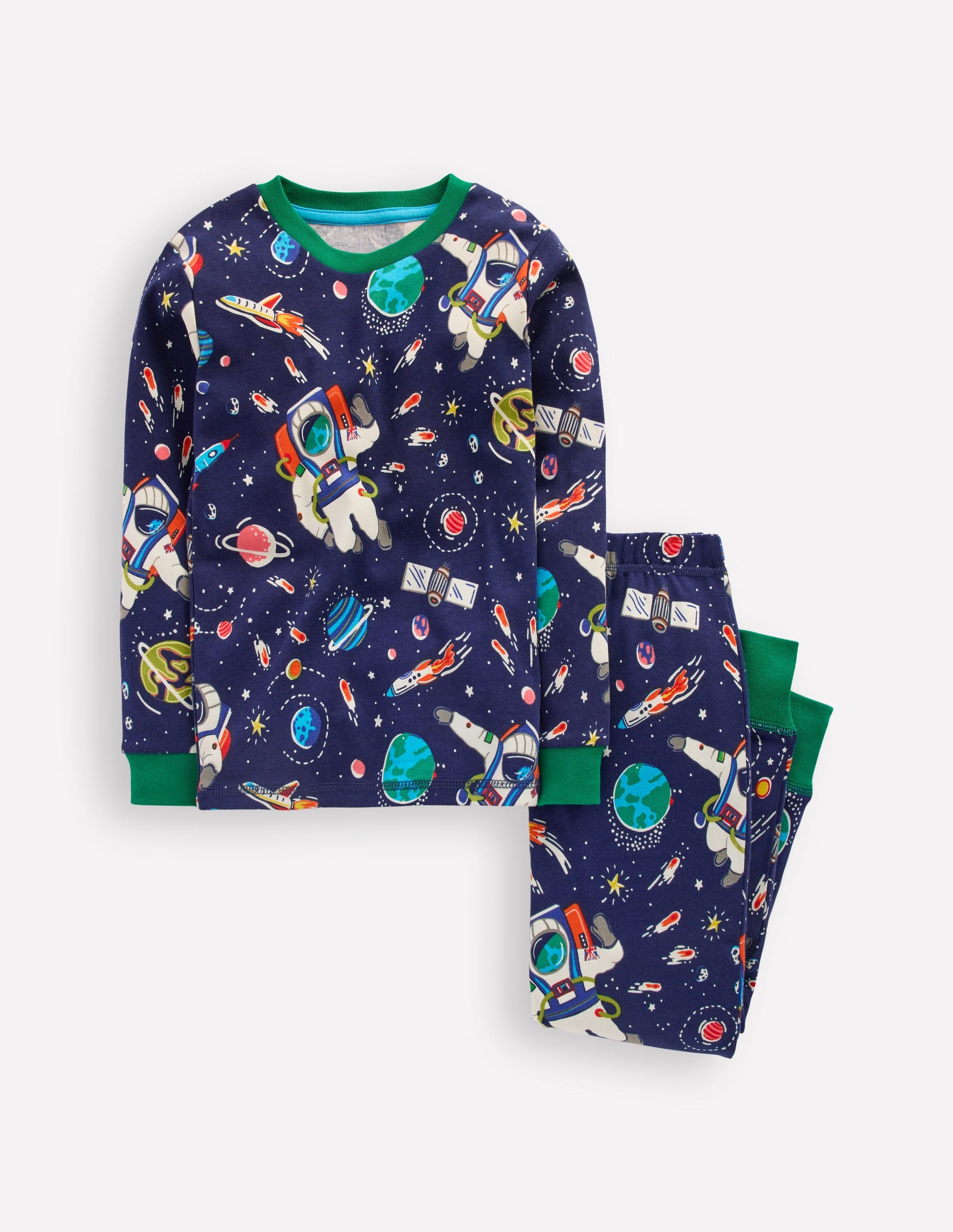 Snug Glow-In-The-Dark Pyjamas-Medieval Blue Astro-1
