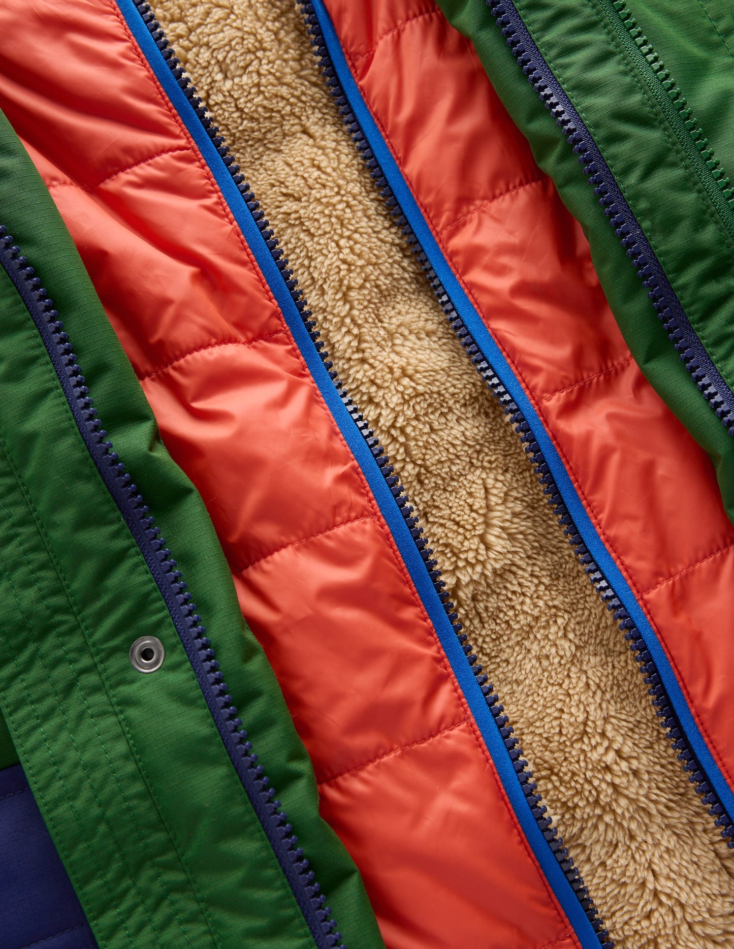 4-in-1 Waterproof Coat-Blue/Green Colourblock