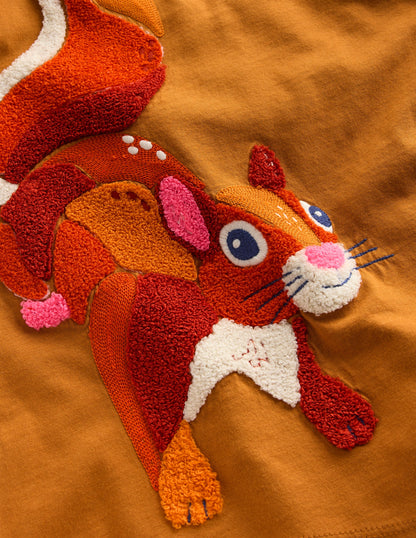 Long Sleeve Bouclé T-shirt-Toffee Brown Squirrel-4
