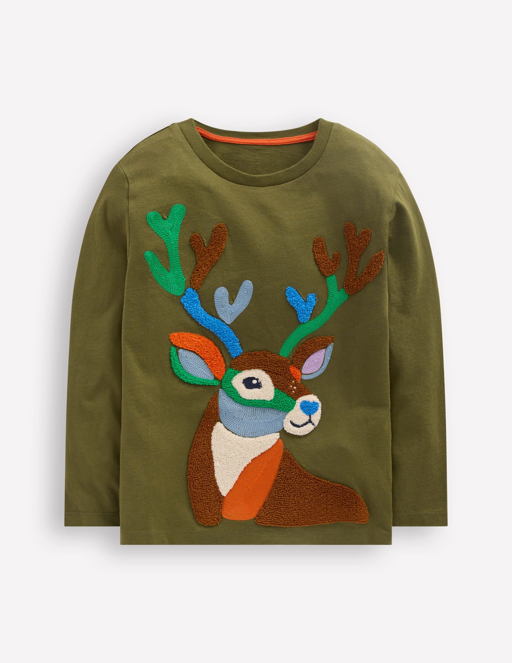 Long Sleeve Bouclé T-shirt-Winter Moss Deer - Image 1