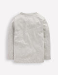 Long Sleeve Printed T-shirt-Grey Marl Space