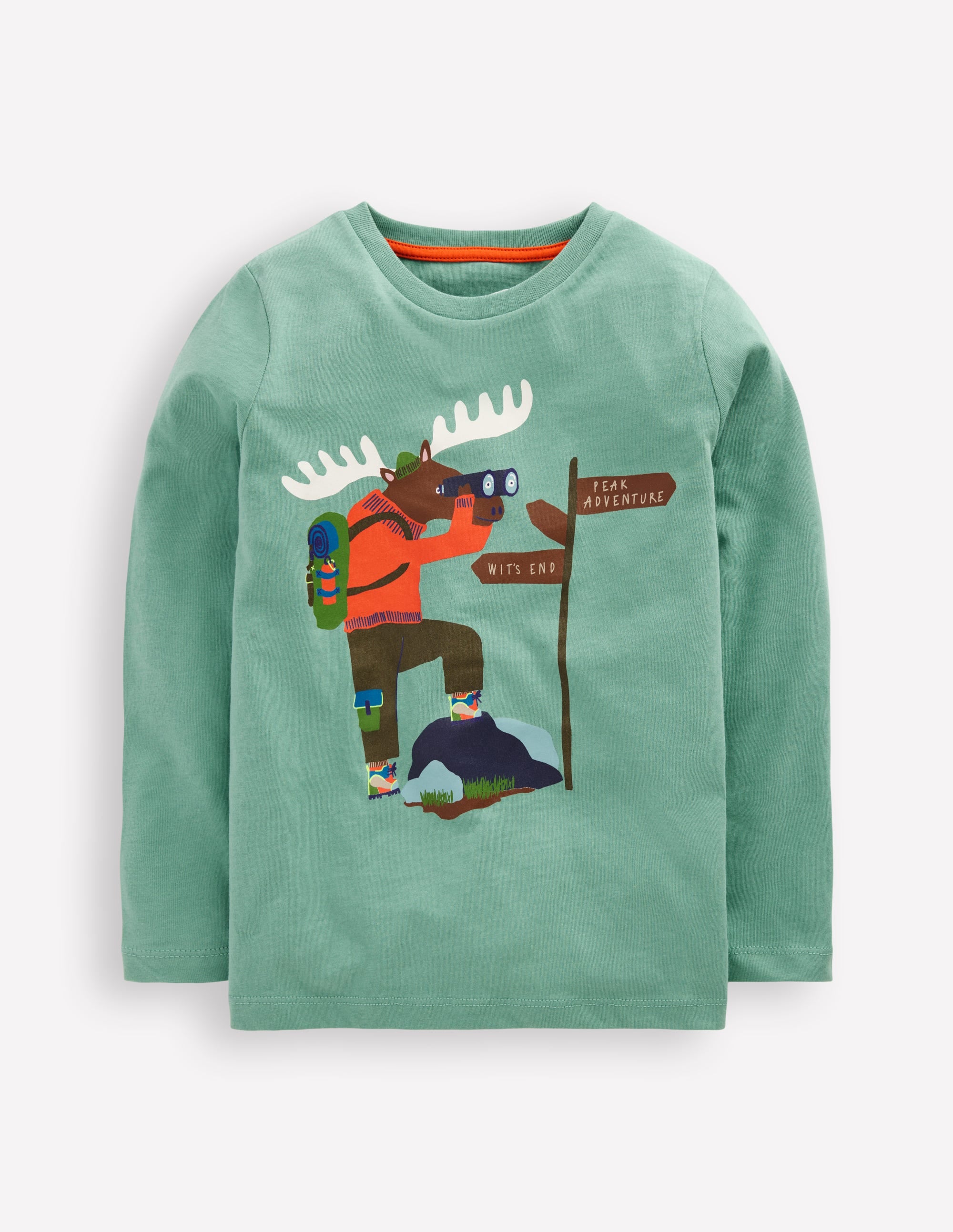 Long Sleeve Printed T-shirt-Oil Blue Moose Explorer - Image 1