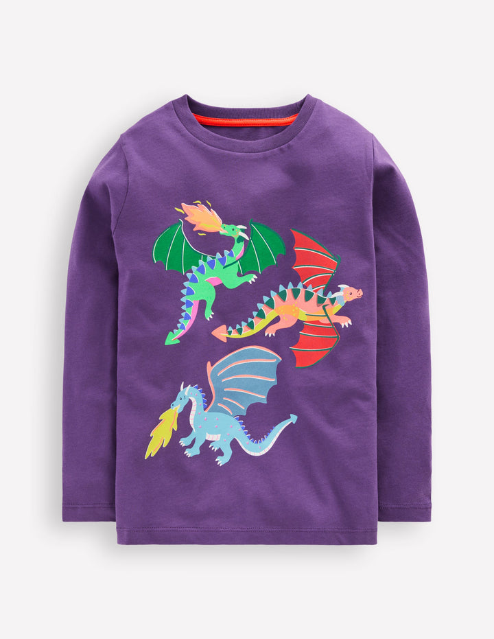 Long Sleeve Riso T-shirt-Mystic Purple Dragons