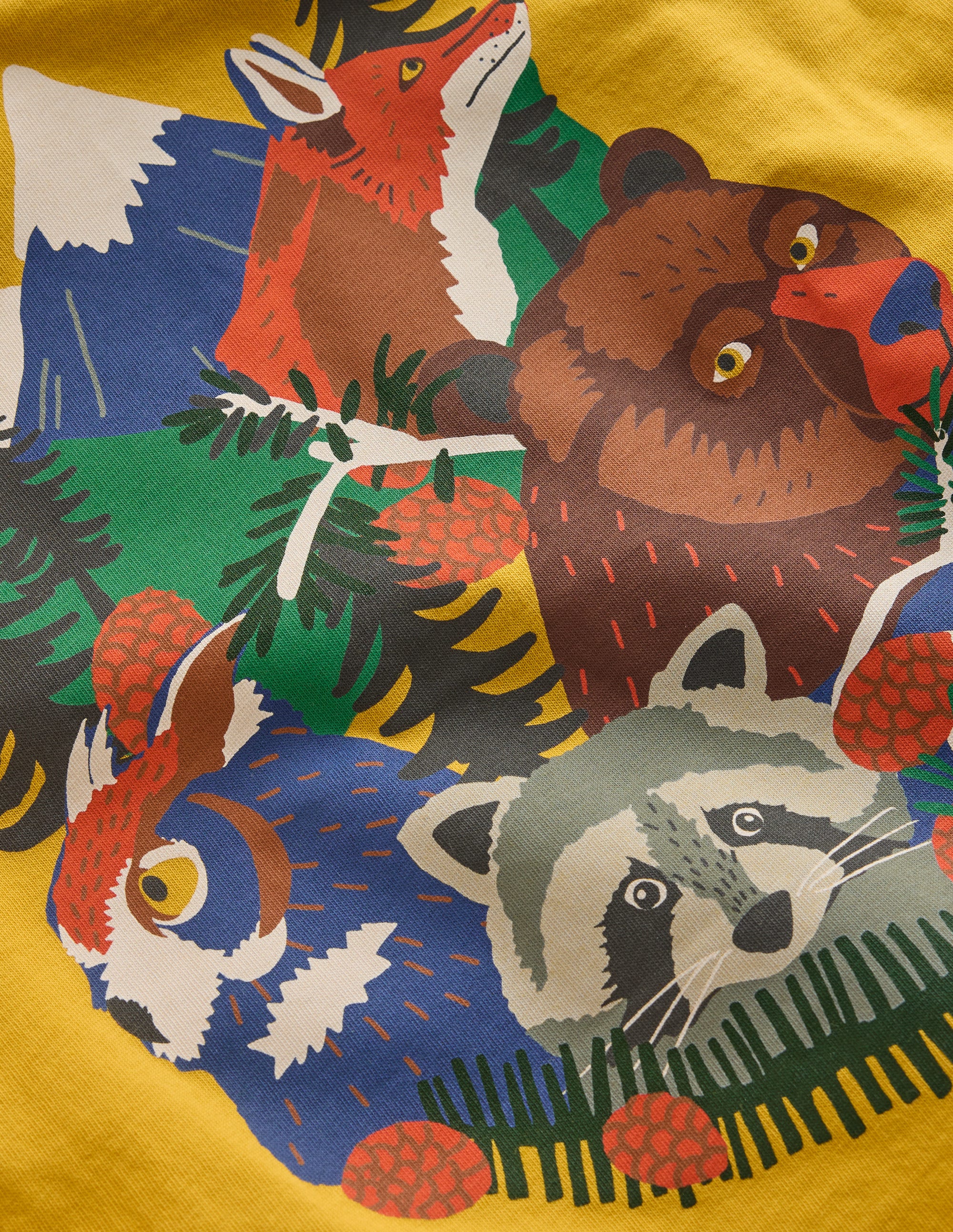 Front & Back T-shirt-Oil Yellow Mountain Animals - Image 3