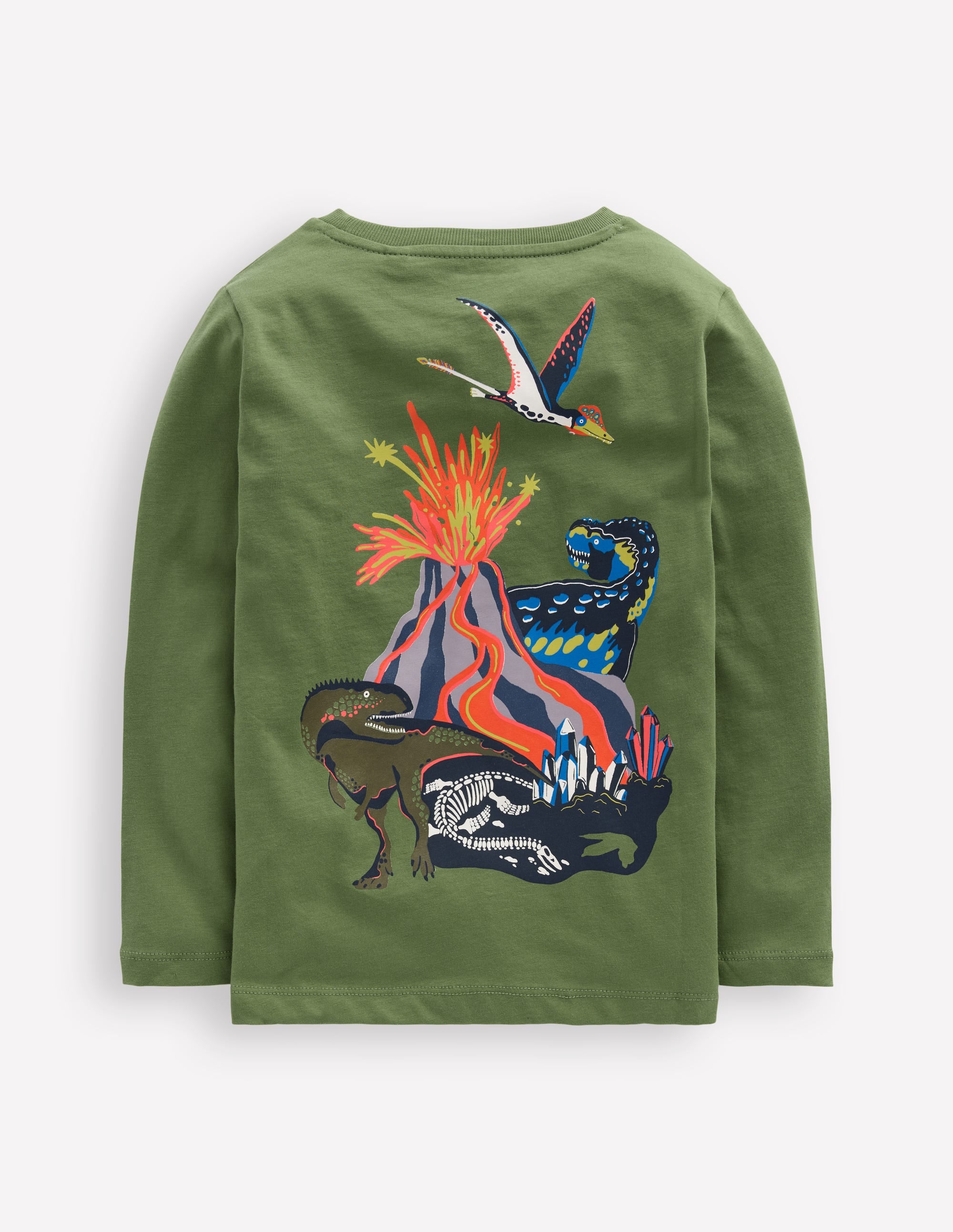 Front & Back T-shirt-Green Volcano Dino - Image 2